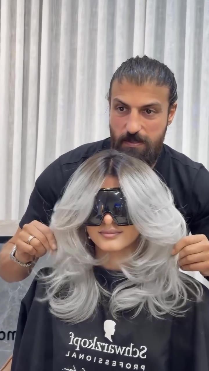 Icy silver blonde colour by Haitham Labban Beauty Salon, Manama